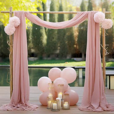 Solid Color Backdrop Curtain for Wedding | Chiffon Drapery Sheer Curtain | Ceremony Party Decor