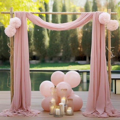 Solid Color Backdrop Curtain for Wedding | Chiffon Drapery Sheer Curtain | Ceremony Party Decoration | ODM OEM