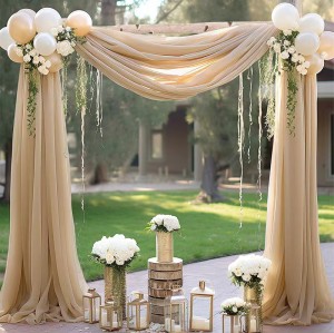 Solid Color Backdrop Curtain for Wedding | Chiffon Drapery Sheer Curtain | Ceremony Party Decoration | ODM OEM