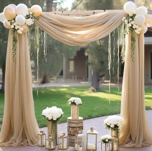 Solid Color Wedding Curtain Backdrop | Chiffon Drapery Sheer Curtain | Ceremony Party Decor