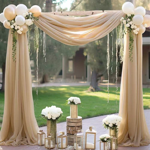 Solid Color Wedding Curtain Backdrop | Chiffon Drapery Sheer Curtain | Ceremony Party Decor