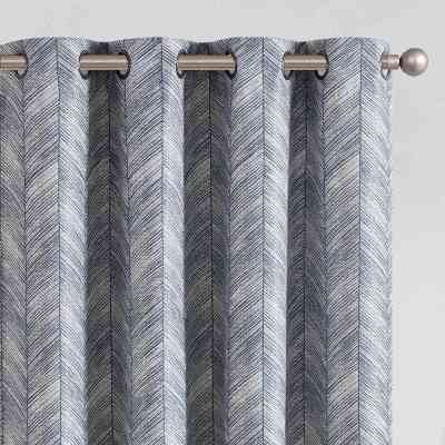 Blue Herringbone Pattern Jacquard Curtain | Blackout Curtains for Bedroom | Curtain Wholesale