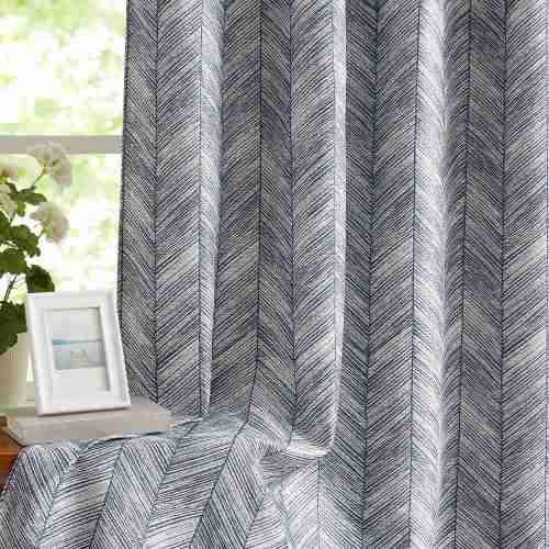 Blue Herringbone Pattern Jacquard Curtain | Blackout Curtains for Bedroom | Curtain Factory Wholesale