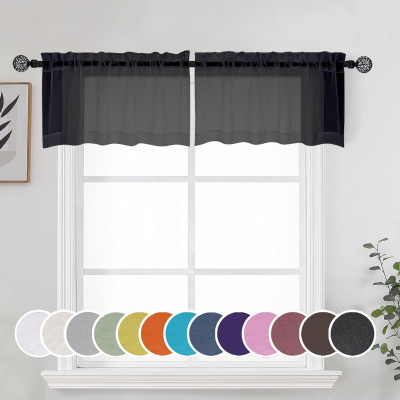 Sheer Curtains Chiffon Valance | Rod Pocket Café Curtains | Short Curtains for Kitchen