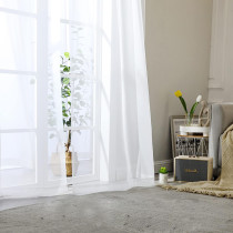 Chiffon Sheer White Curtains | Rod Pocket Voile Sheer Drapes for Living Room/Bedroom | Curtain Factory Wholesale