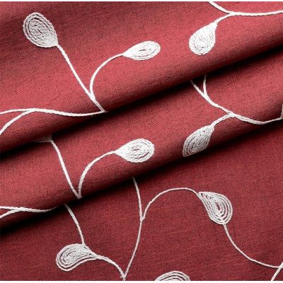 Floral Embroidered Semi Sheer Curtains | Linen Look Grommet Curtains for Living Room | Wholesale