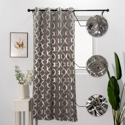 Silver Foil Blackout Curtains | Modern Shiny Custom Curtain for Living Room & Bedroom