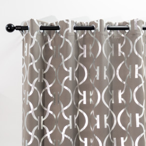 Silver Foil Blackout Curtains | Modern Shiny Custom Curtain for Living Room & Bedroom