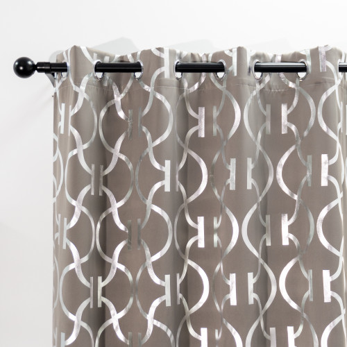 Silver Foil Blackout Curtains | Modern Shiny Custom Curtain for Living Room & Bedroom