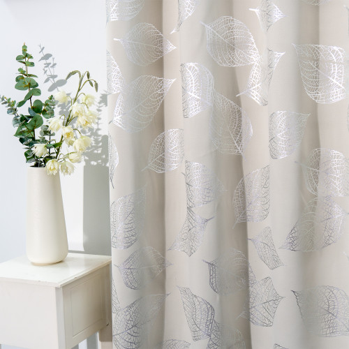 Leaf Motif Blackout Curtains | Modern Shiny Custom Curtain for Living Room | Curtain Manufacturer