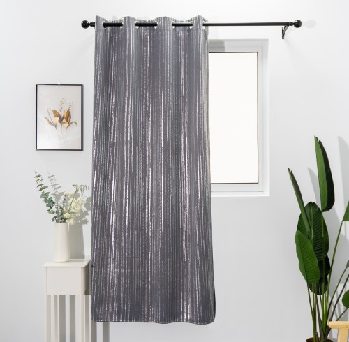 Modern Striped Blackout Curtains |  Silver Custom Curtain for Living Room Bedroom | Curtain Manufacturer ODM&OEM