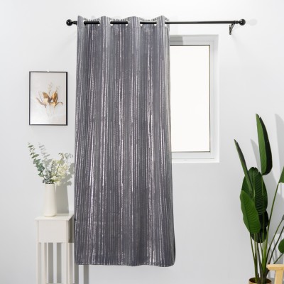 Modern Striped Blackout Curtains |  Silver Custom Curtain for Living Room Bedroom | Curtain Manufacturer ODM&OEM