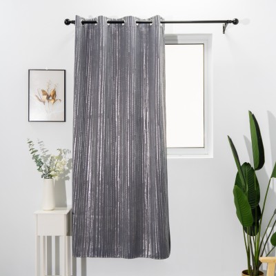 Modern Striped Blackout Curtains | Silver Foiled Curtain for Living Room & Bedroom