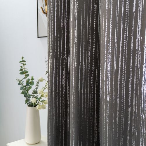 Modern Striped Blackout Curtains | Silver Foiled Curtain for Living Room & Bedroom