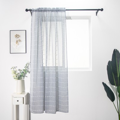 Stripes Faux Linen Curtains for Bedroom | Voile Sheer Curtains for Living Room | Curtain ODM/OEM