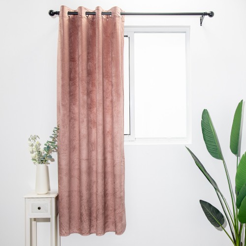 Embossed Pink Velvet Curtain | Soft Blackout Curatins For Bedroom & Living Rooms | Custom Curtain