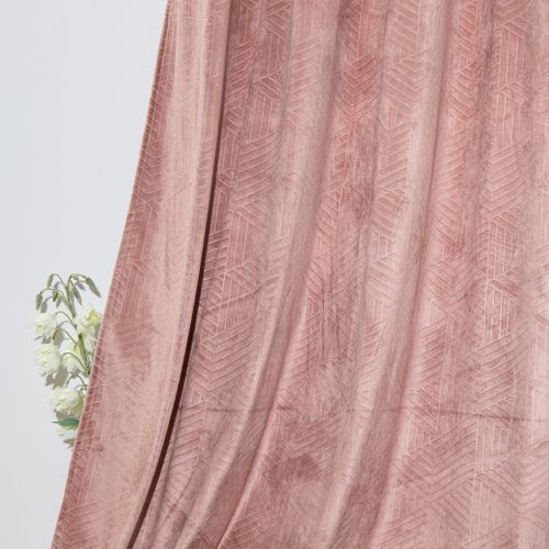 Embossed Pink Velvet Curtain | Soft Blackout Curatins For Bedroom & Living Rooms | Custom Curtain