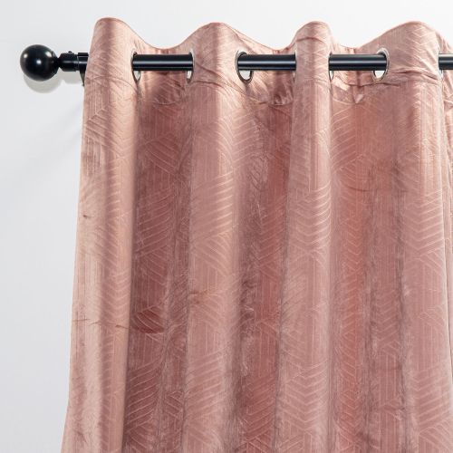 Embossed Pink Velvet Curtain | Soft Blackout Curatins For Bedroom & Living Rooms | Custom Curtain