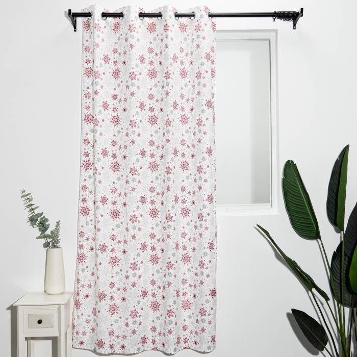 Red Snowflake Printing Velvet Blackout Curtains for Bedroom Living Room | Curtains Manufacturer
