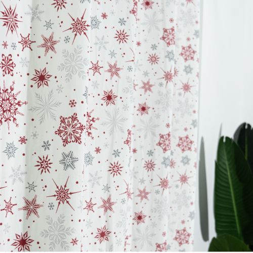 Red Snowflake Printing Velvet Blackout Curtains for Bedroom Living Room | Curtains Manufacturer