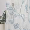 Blue Foral Leaf Embroidery Sheer Curtain for Bedroom Living Room | Curtains Manufacturer ODM/OEM