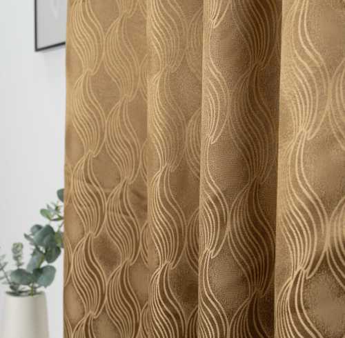 Stripe Pattern Weaving Jacquard Curtain for Bedroom | Blackout Curtains for Living Room