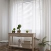 Faux Linen White Sheer Curtains | Rod Pocket Voile Curtains for Living Room | Curtain Factory