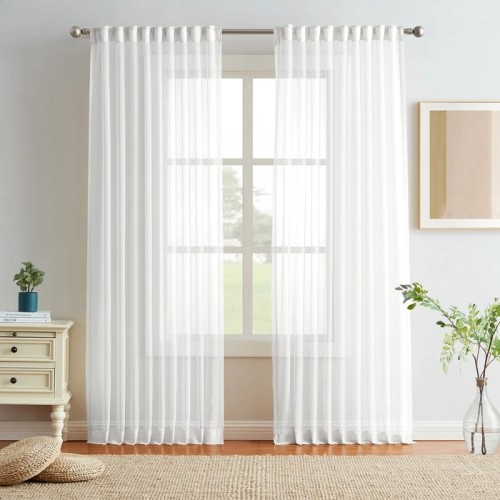 White Sheer Voile Curtains for Living Room & Bedroom |  Subtle Light-Filtering Custom Sheer Drapery