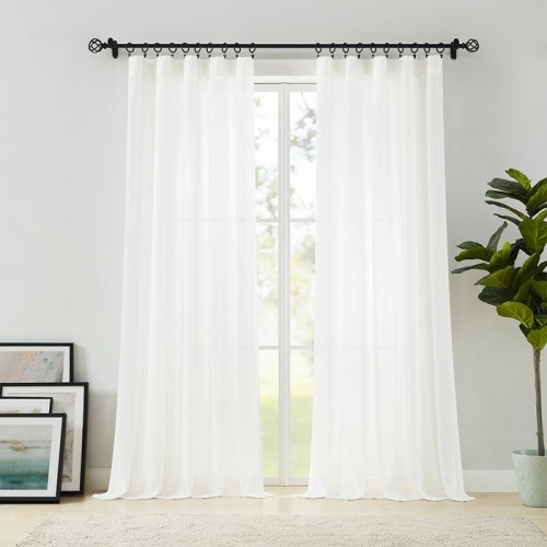 Crepe Texture Semi Sheer Curtains for Living Room | White Sheer Curtains | Sheer Drapery