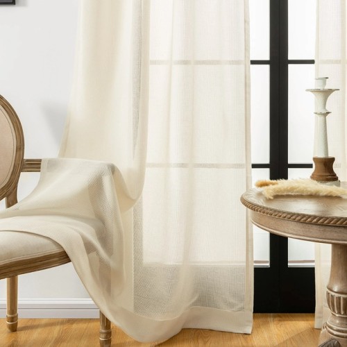 Beige Mesh Sheer Curtains for Living Room | Cozy Sheer Drapery for Bedroom