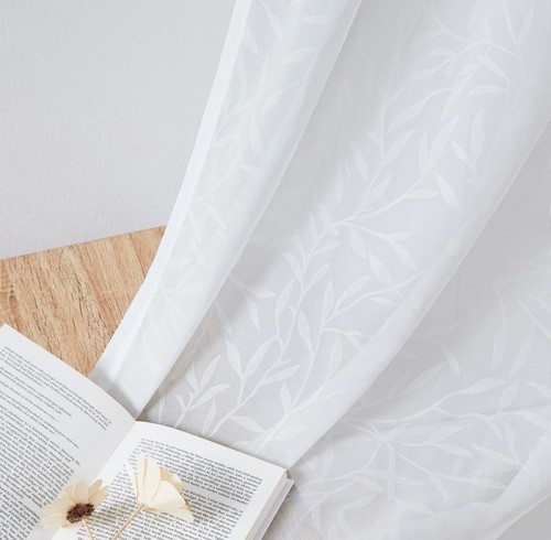 Leaves Pattern White Sheer Curtains for Living Room | Custom White Sheer Drapes for Bedroom