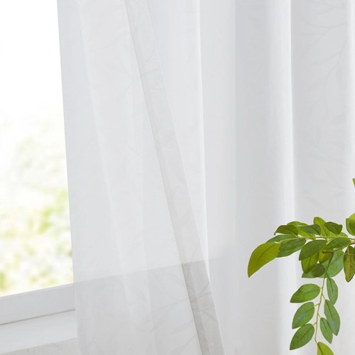 Leaves Pattern White Sheer Curtains for Living Room | Custom White Sheer Drapes for Bedroom