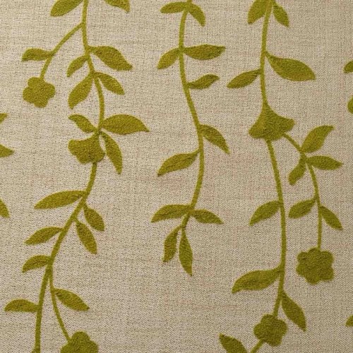 Green Leaves Embroidery Linen Look Blackout Curtains | Custom Curtain Supplier