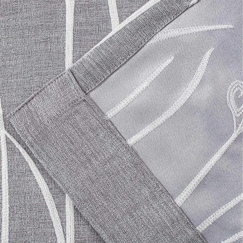 Gray Flowers Embroidery Sheer Curtains with Blackout Curtains | Double-Layer Custom Light Blocking Panels Drapery