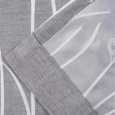 Gray Flowers Embroidery Sheer Curtains with Blackout Curtains | Double-Layer Custom Light Blocking Panels Drapery