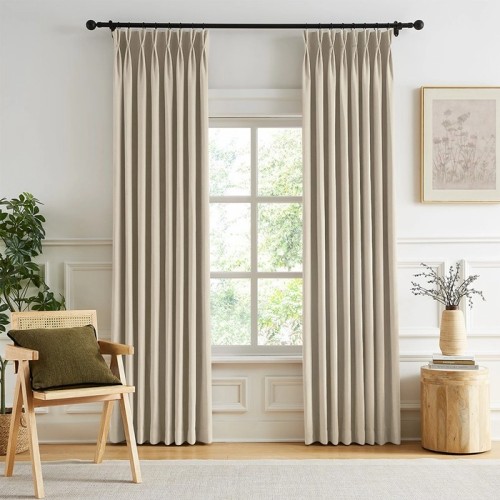 Solid Herringbone Texture Blackout Curtains | Chenille Custom Light Blocking Panels Drapery