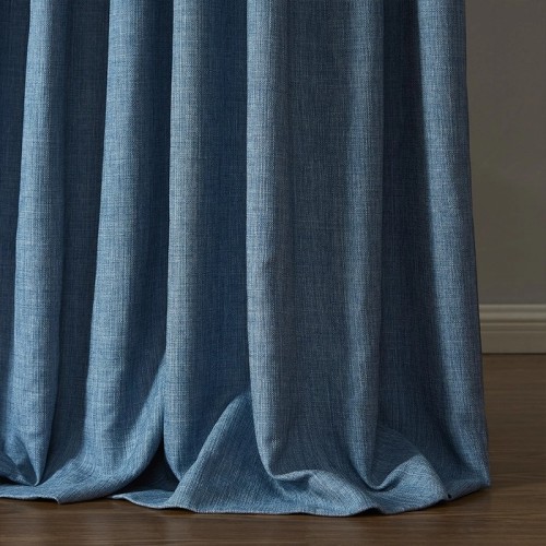 Solid Color Linen Texture Blackout Curtains for Living Room | Permanently Flame Resistant Curtains