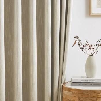 Modern Vertical Striped Texture Blackout Curtains for Living Room & Bedroom | Light Blocking Draperys