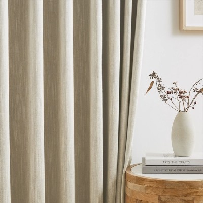 Modern Vertical Striped Texture Blackout Curtains for Living Room & Bedroom | Light Blocking Draperys