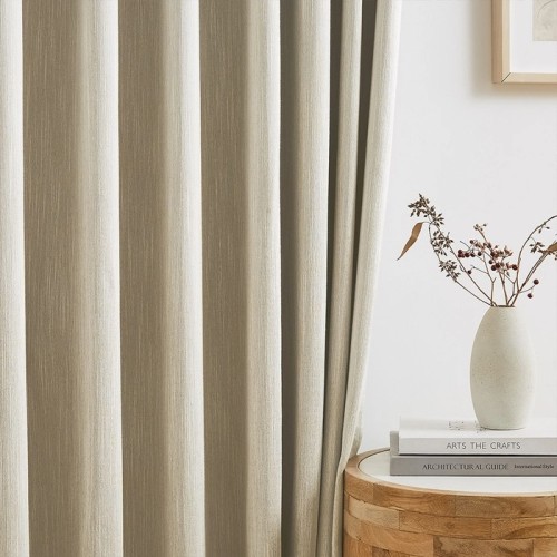 Modern Vertical Stripe Texture Blackout Curtains for Living Room & Bedroom | Light Blocking Draperys