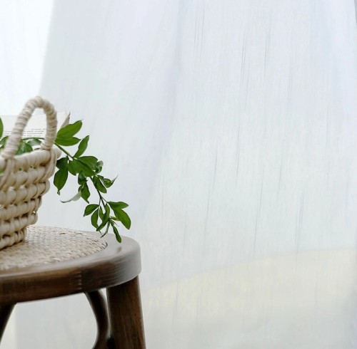 Elegant White Sheer Curtains with Subtle Linear Texture | Sheer Drapery for Living Room & Bedroom