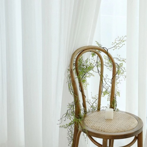 Elegant White Sheer Curtains with Subtle Linear Texture | Sheer Drapery for Living Room & Bedroom