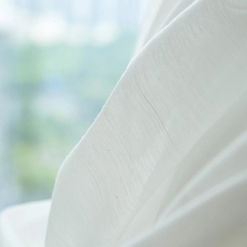 Elegant White Sheer Curtains with Subtle Linear Texture | Sheer Drapery for Living Room & Bedroom