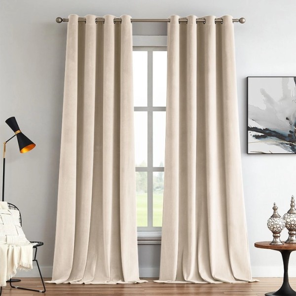 Premium Light Blocking Velvet Curtains | Velvet Drapes Blackout for Living Room & Bedroom | Velvet Curtain Panels
