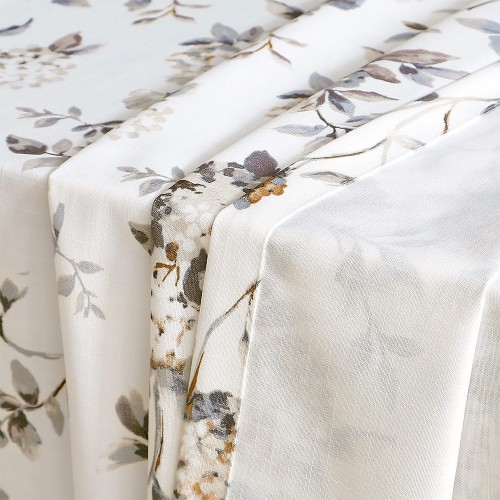 Elegant Floral Pattern Printed Curtains | Light-Filtering Drapes for Bedroom & Living Room