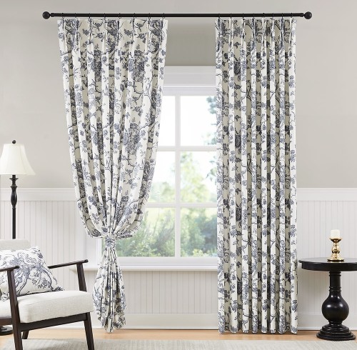 Classic Vintage Floral Blackout Curtains | Printed Light-Filtering Curtains for Bedroom & Living Room