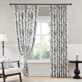 Classic Vintage Floral Blackout Curtains | Printed Light-Filtering Curtains for Bedroom & Living Room
