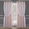 Pink Double Layer Blackout Curtains | Layered Solid Room Darkening Curtains for Girls' Room