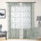 Green Sheer Embroidered Drapes | Leaf Pattern Faux Linen Sheer Curtains | Drapes for Bedroom Living Room