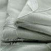 Green Sheer Embroidered Drapes | Leaf Pattern Faux Linen Sheer Curtains | Drapes for Bedroom Living Room